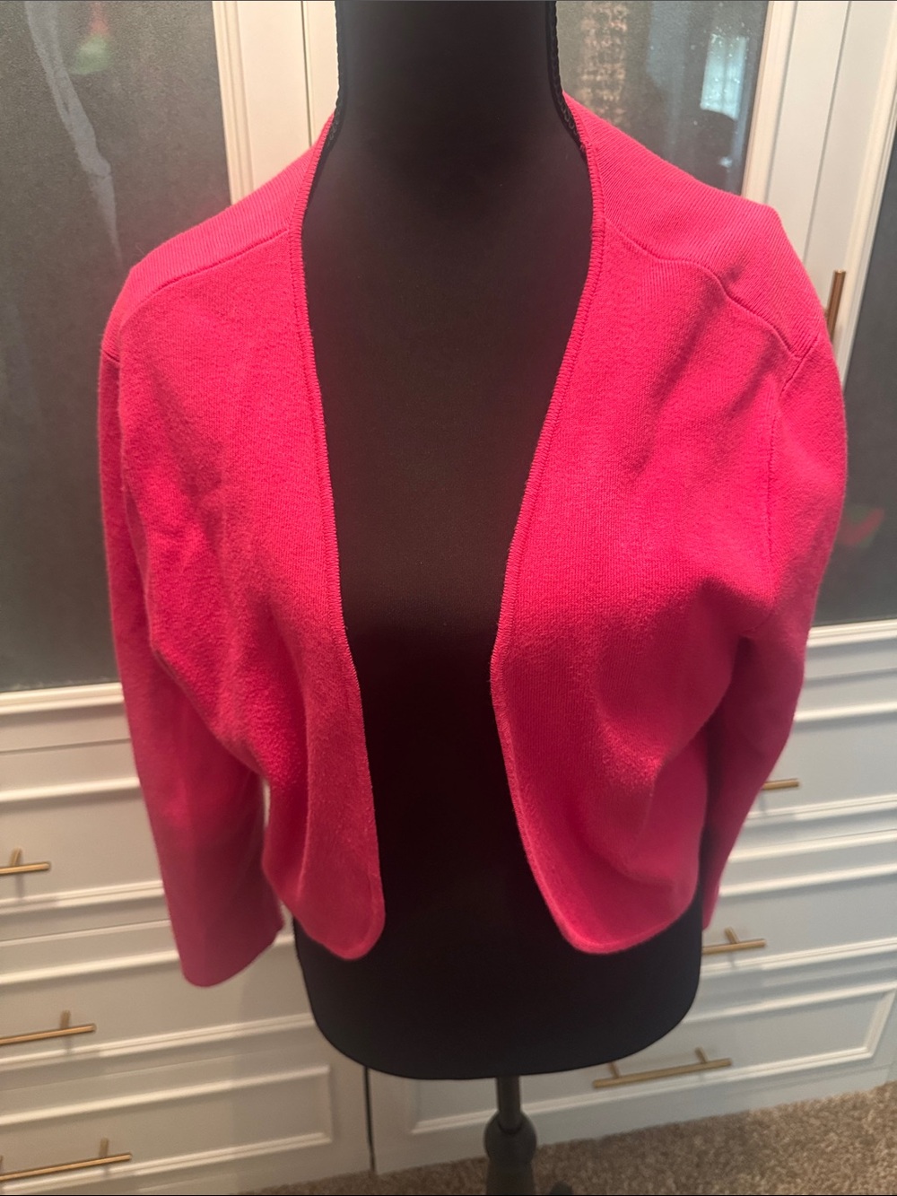 White House Black Market Pink Open-Front Cropped Shrug